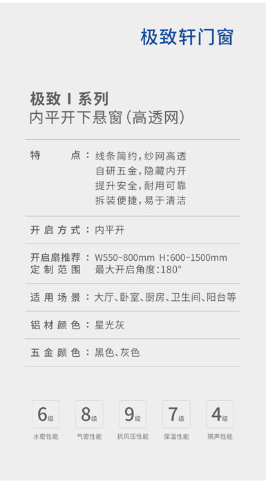 極致Ⅰ系列內平開下懸窗(高透網)